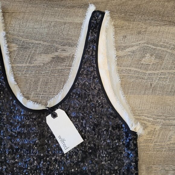 NWT WILFRED | Aritzia Silk Sequin Dress Black | Sz. XS - Picture 3 of 5
